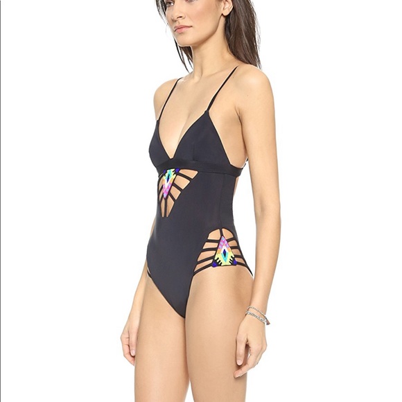 Mara Hoffman Beaded Lattice One Piece Swimsuit - Picture 1 of 8